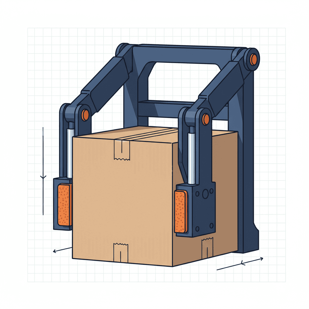 Diagram showing how carton clamps grip and lift cartons